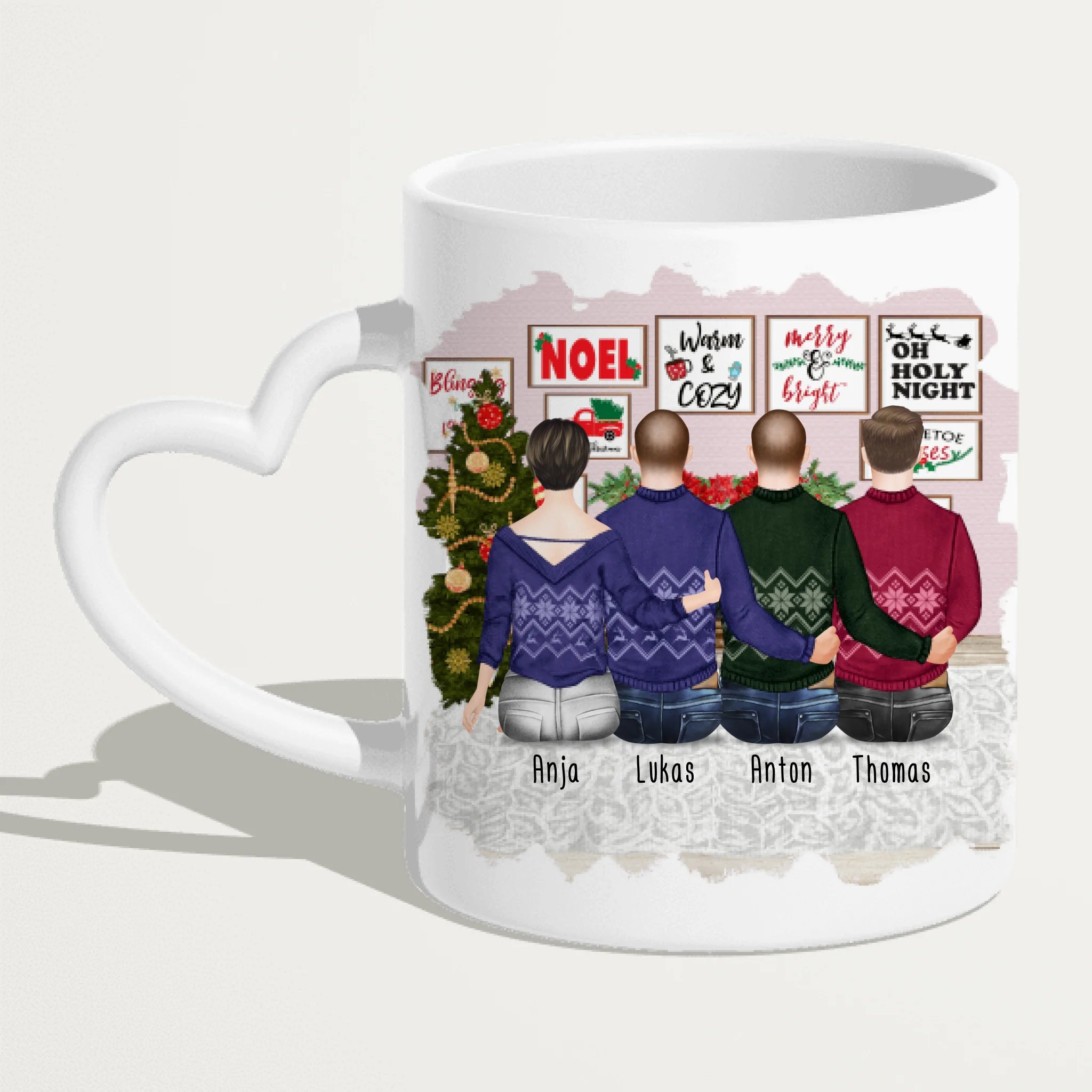 Personalisierte Tasse mit Mutter/Sohn (3 Söhne) - Weihnachtstasse