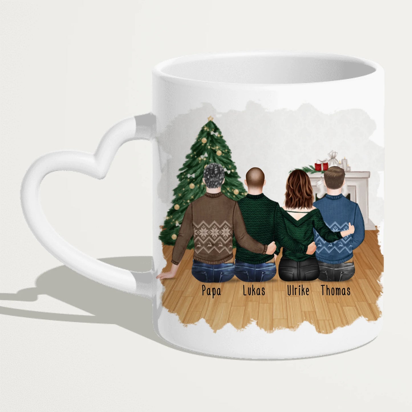 Personalisierte Tasse mit Vater/Tochter/Sohn (1 Tochter + 2 Söhne) - Weihnachtstasse