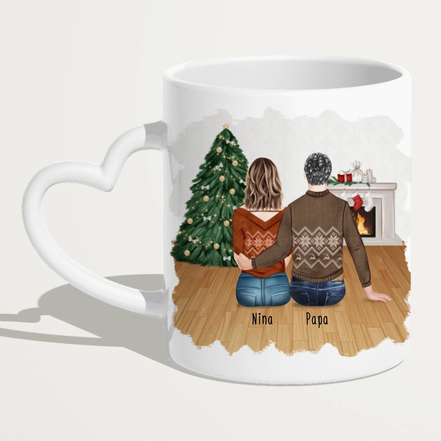 Personalisierte Tasse mit Vater/Tochter (1 Tochter) - Weihnachtstasse