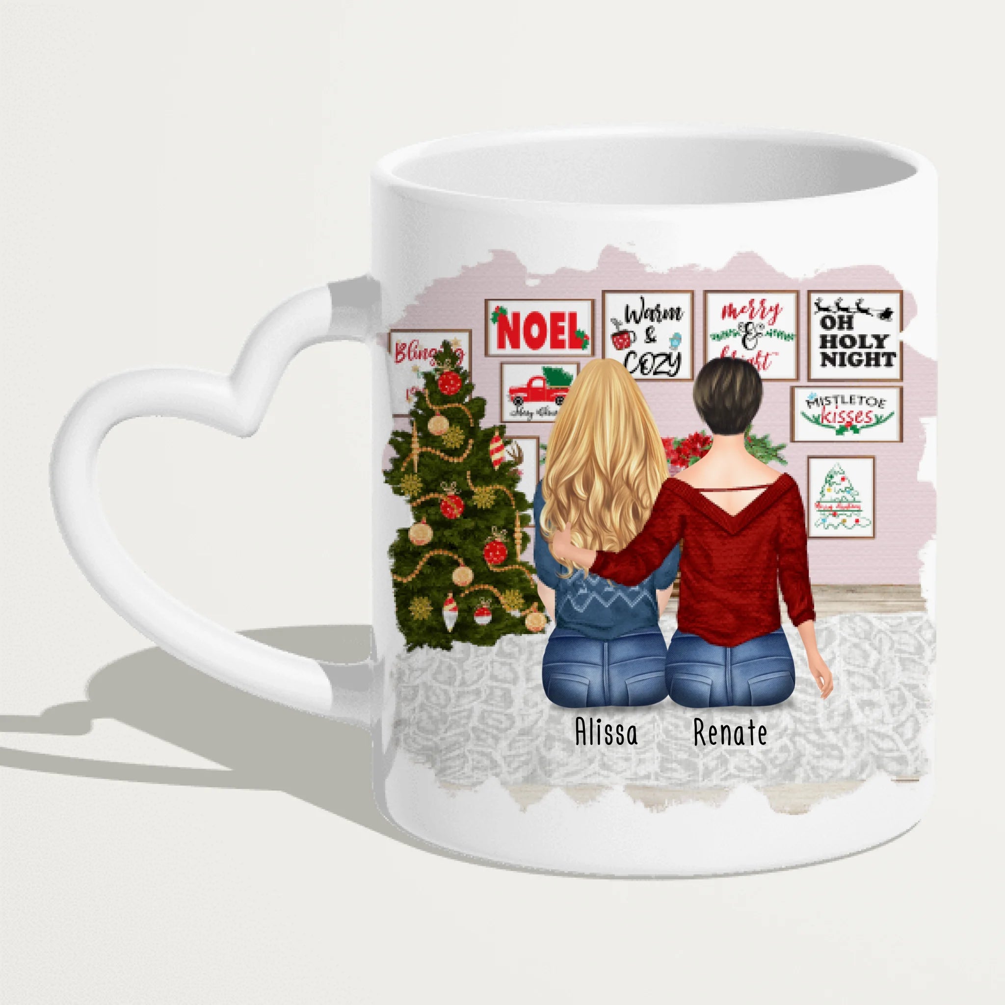 Personalisierte Tasse mit Mutter/Tochter (1 Tochter) - Weihnachtstasse