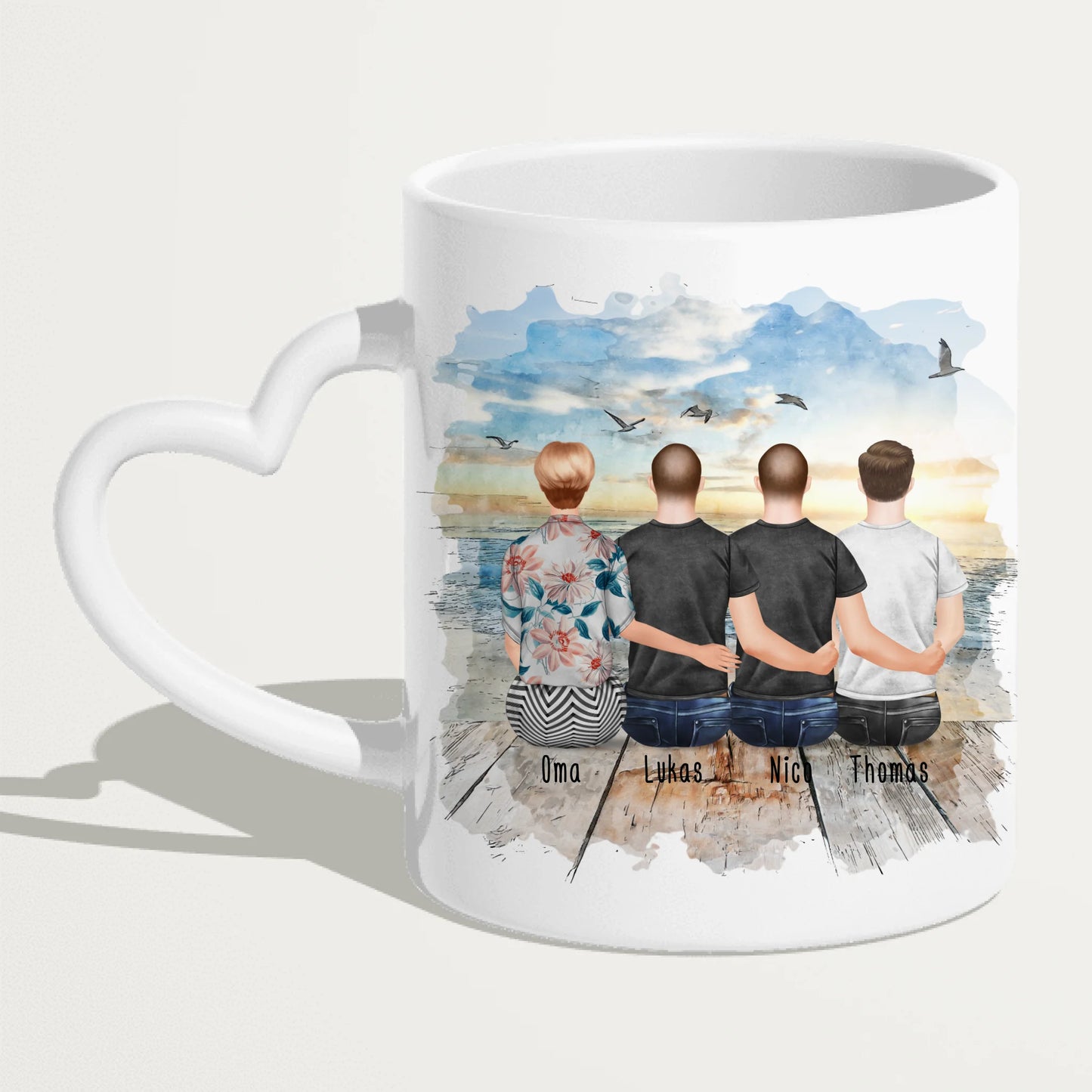 Personalisierte Tasse für Oma (3 Männer + 1 Oma)