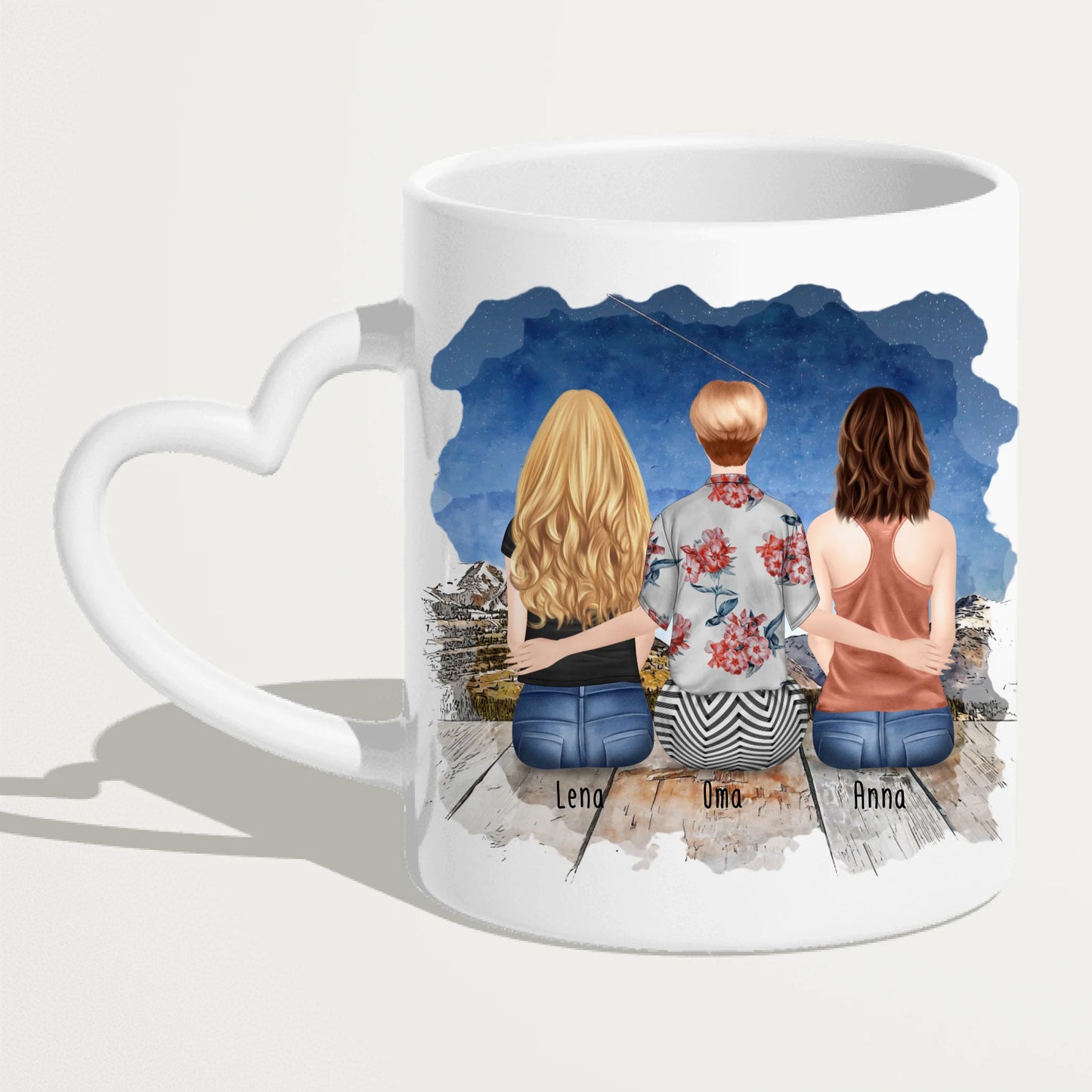 Personalisierte Tasse für Oma (2 Frauen + 1 Oma)