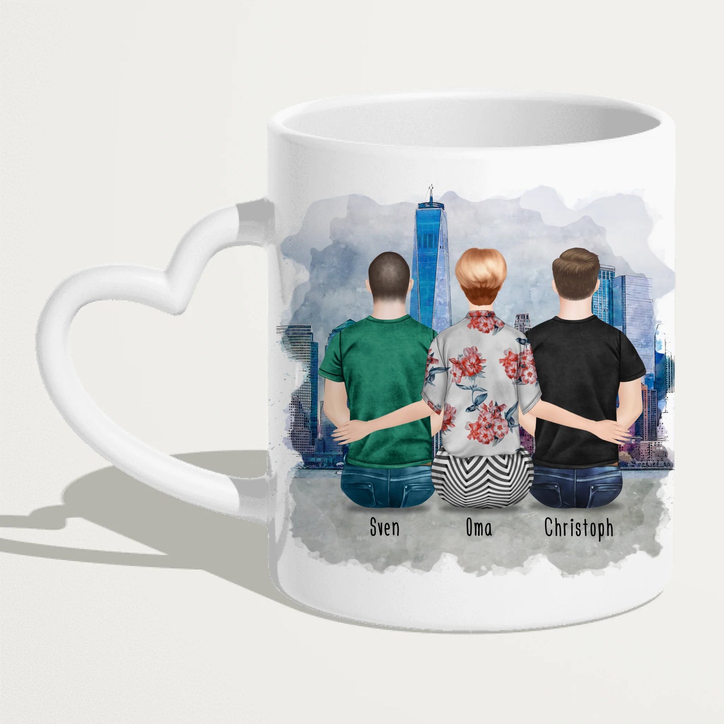 Personalisierte Tasse für Oma (2 Männer + 1 Oma)