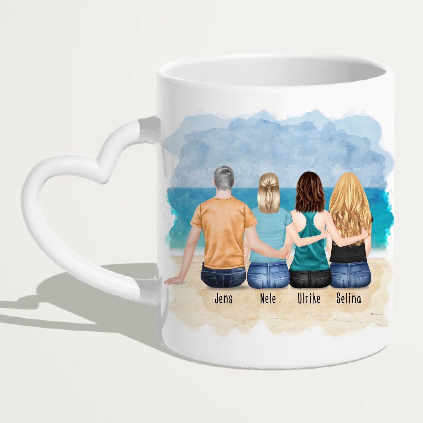 Personalisierte Tasse mit Bruder/Schwester (3 Schwestern + 1 Bruder)