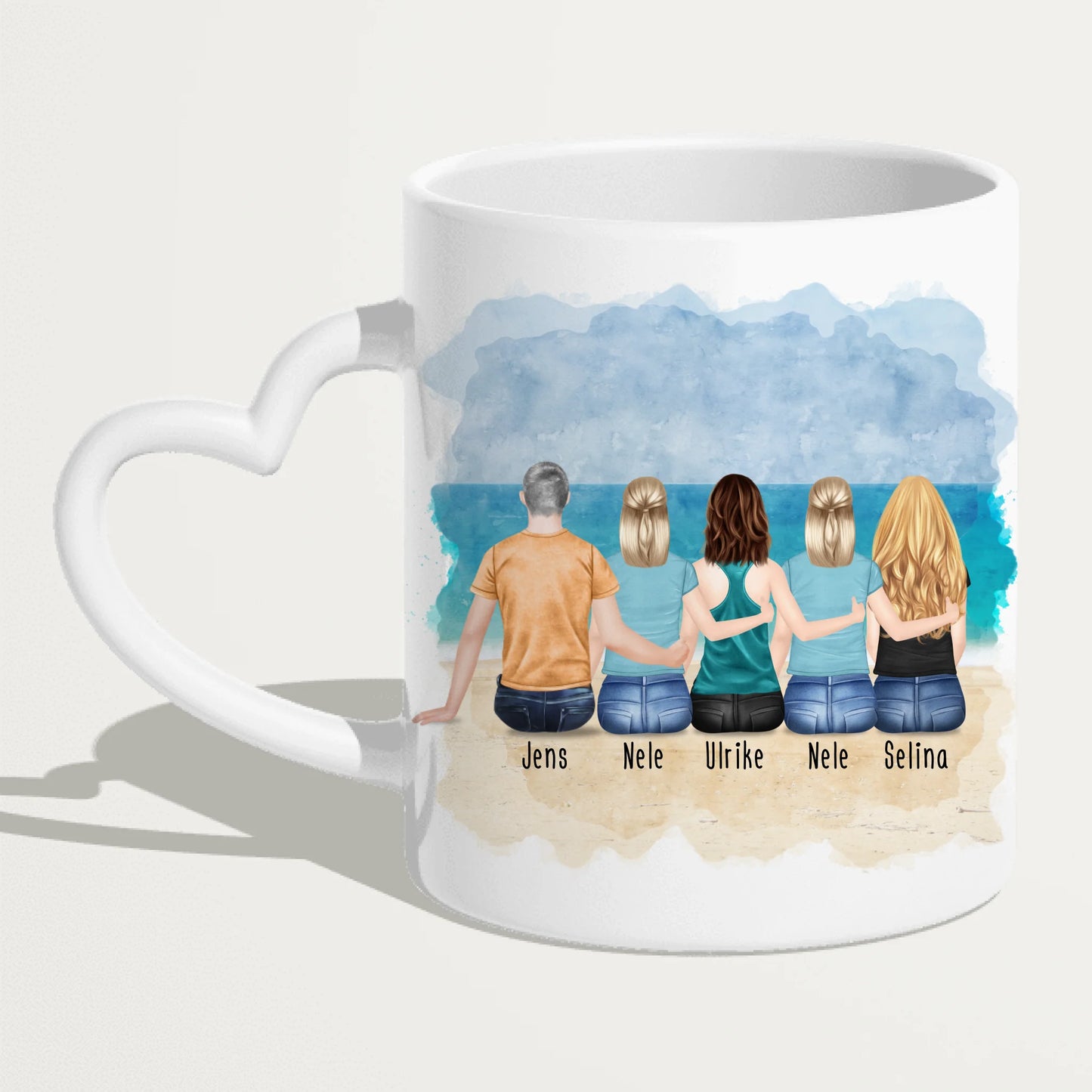 Personalisierte Tasse mit Bruder/Schwester (4 Schwestern + 1 Bruder)