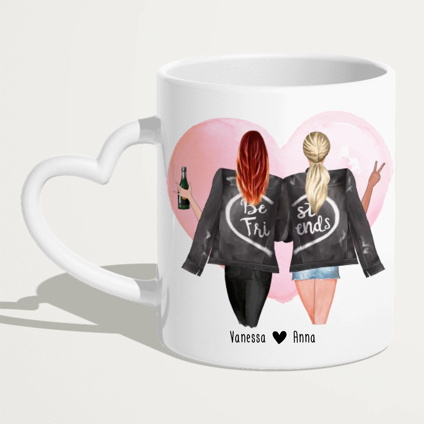 Personalisierte Beste Freundinnen Tasse mit Jacke