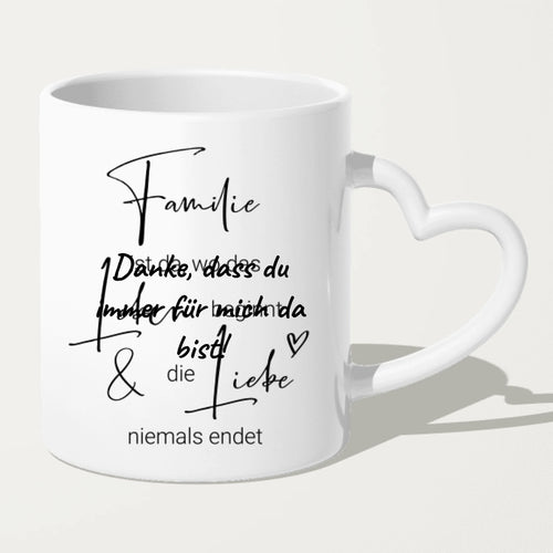 Personalisierte Tasse mit Familie + 1 Katze (2 Babys)