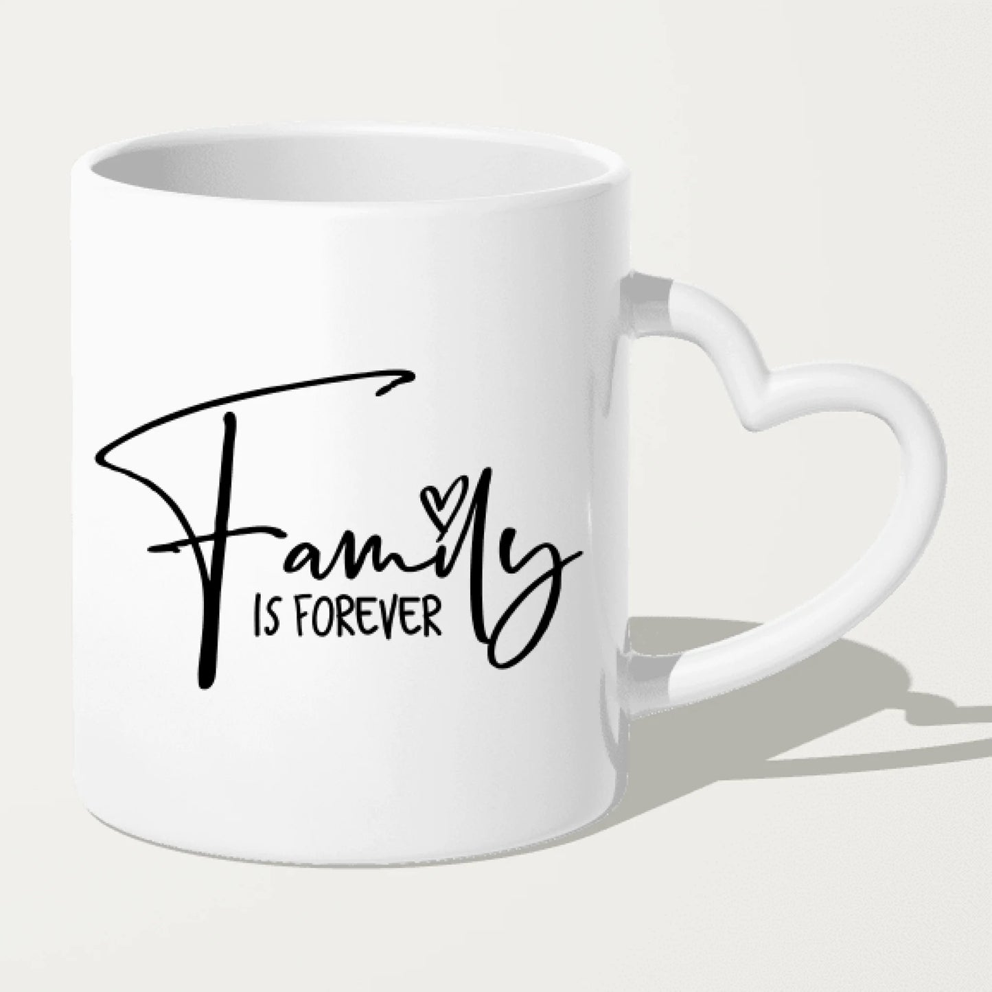 Personalisierte Tasse mit Familie + 1 Katze (2 Kinder)