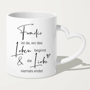 Personalisierte Tasse mit Familie + 2 Katzen (1 Baby)