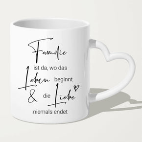 Personalisierte Tasse - Familie + 2 Babys/Kinder/Teenager stehend