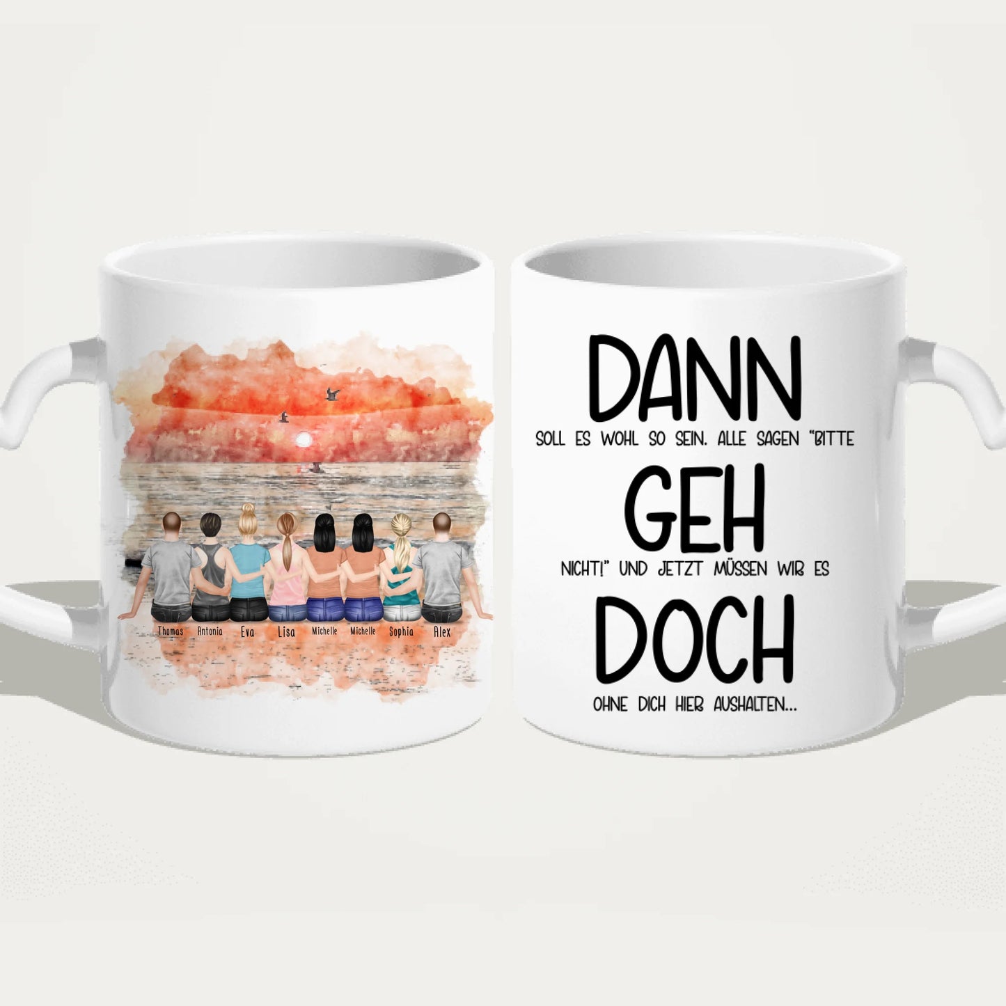 Personalisierte Tasse Kollegen (6 Frauen + 2 Männer) - Abschiedsgeschenk