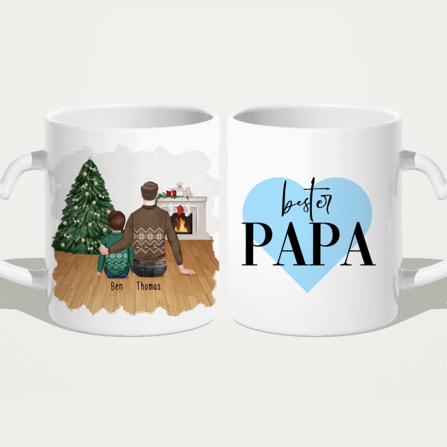 Personalisierte Tasse mit Vater/Kind (1 Kind/Baby) - Weihnachtstasse