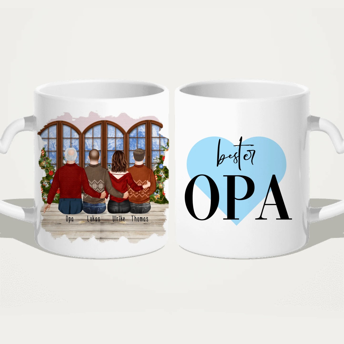 Personalisierte Tasse für Opa (1 Frau + 2 Männer + 1 Opa) - Weihnachtstasse