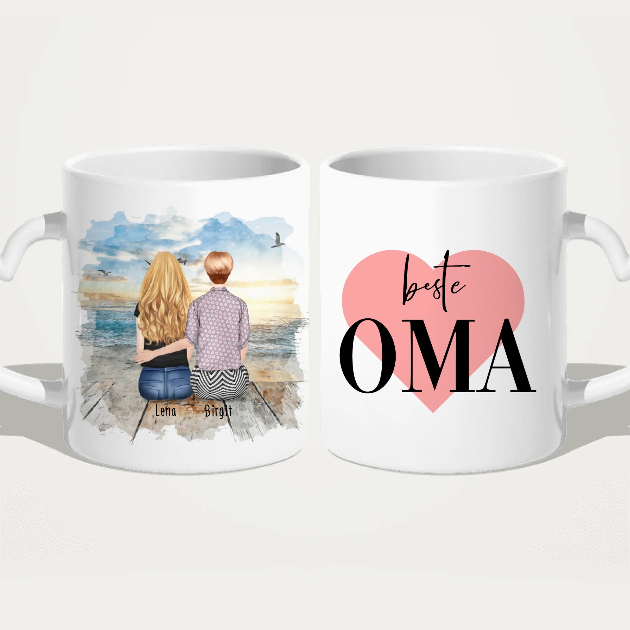 Personalisierte Tasse für Oma (1 Frau + 1 Oma)