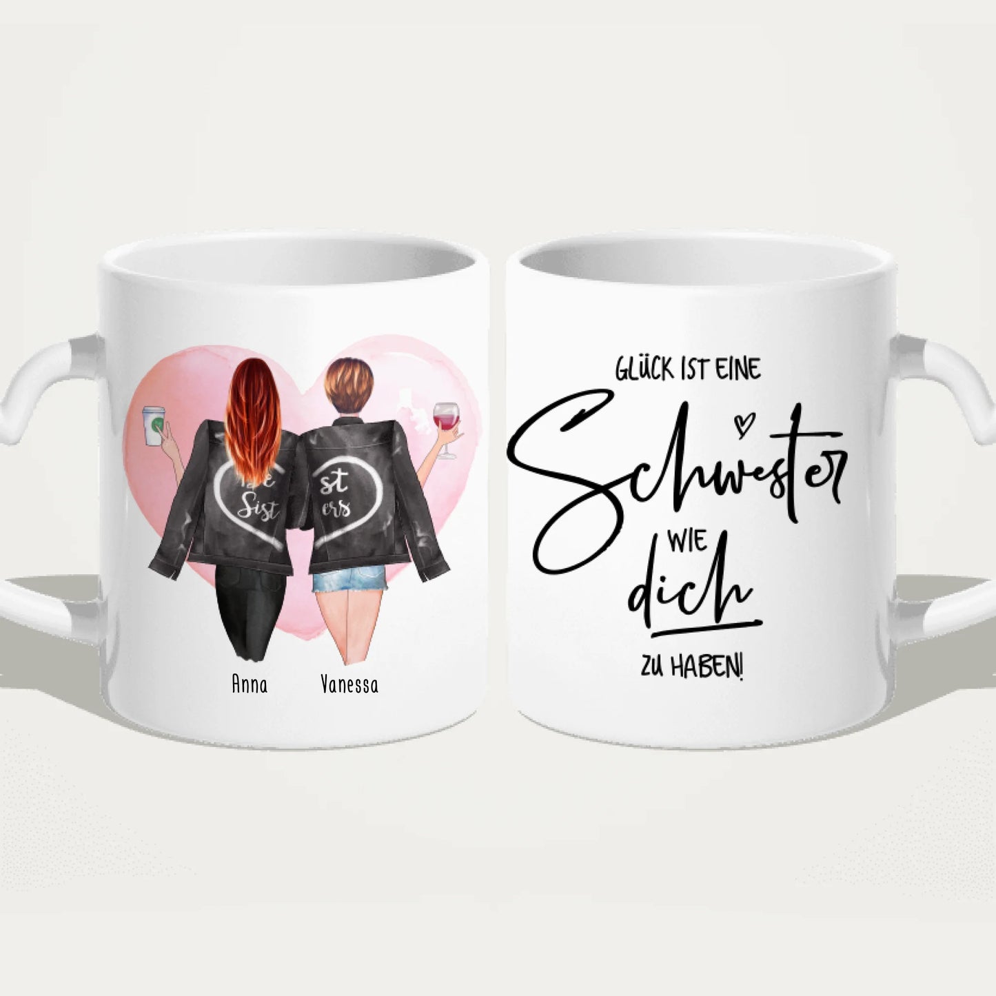 Personalisierte Beste Schwestern Tasse mit Jacke