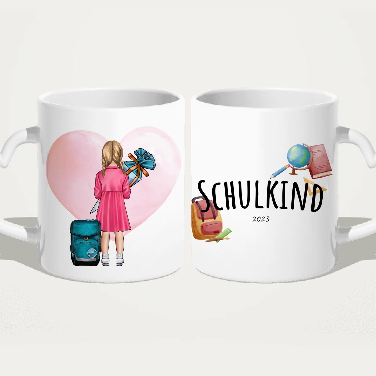 Personalisierte Tasse - Geschenk zur Einschulung (1 Mädchen)