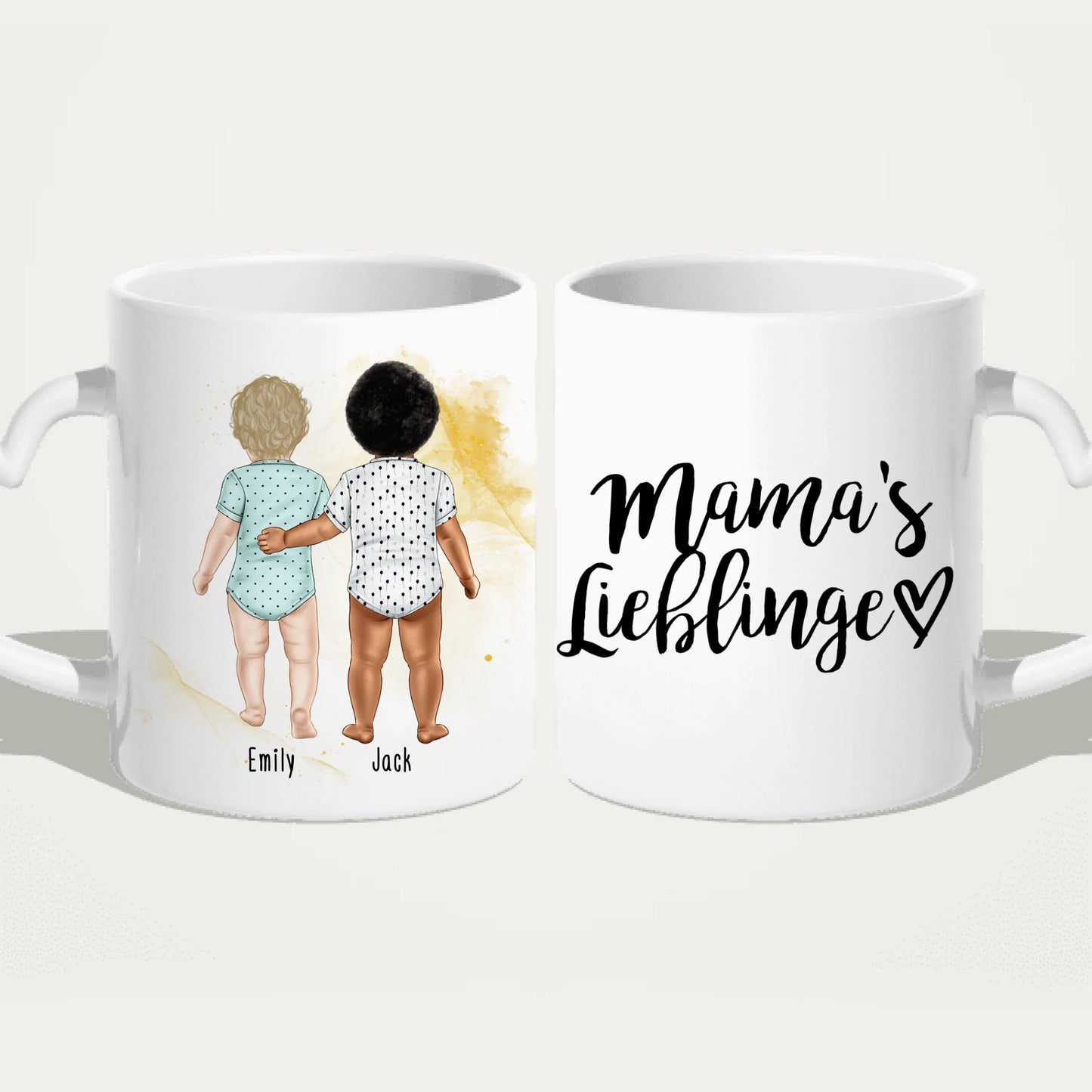 Personalisierte Tasse mit 2 Babys (stehend)