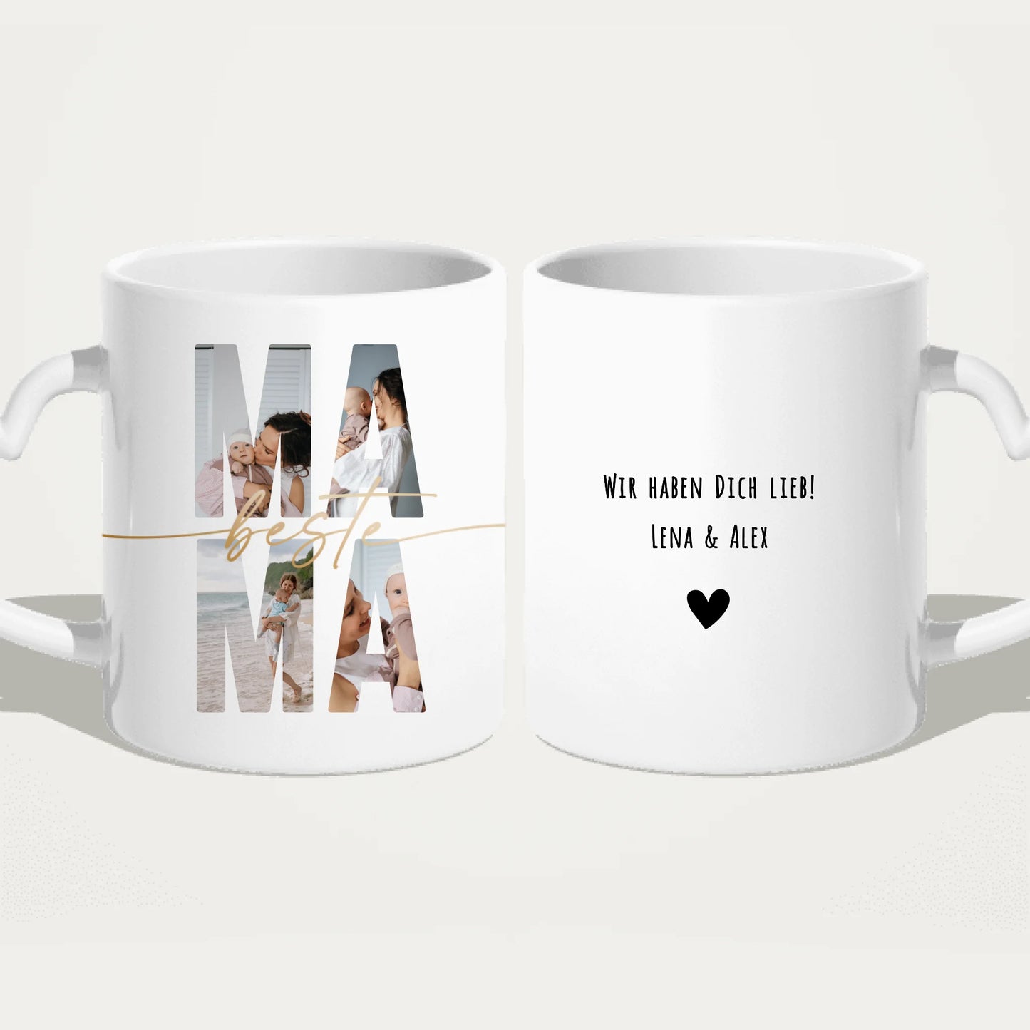 Personalisierte Tasse mit Mama Schriftzug und deinen Bildern