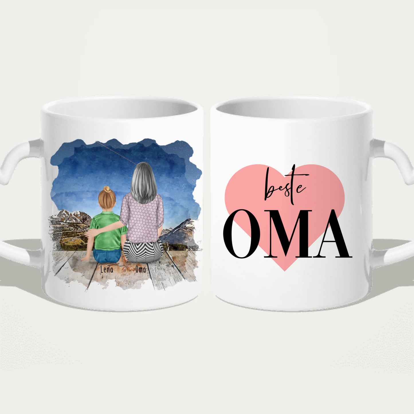 Personalisierte Tasse für Oma (1 Kind + 1 Oma)