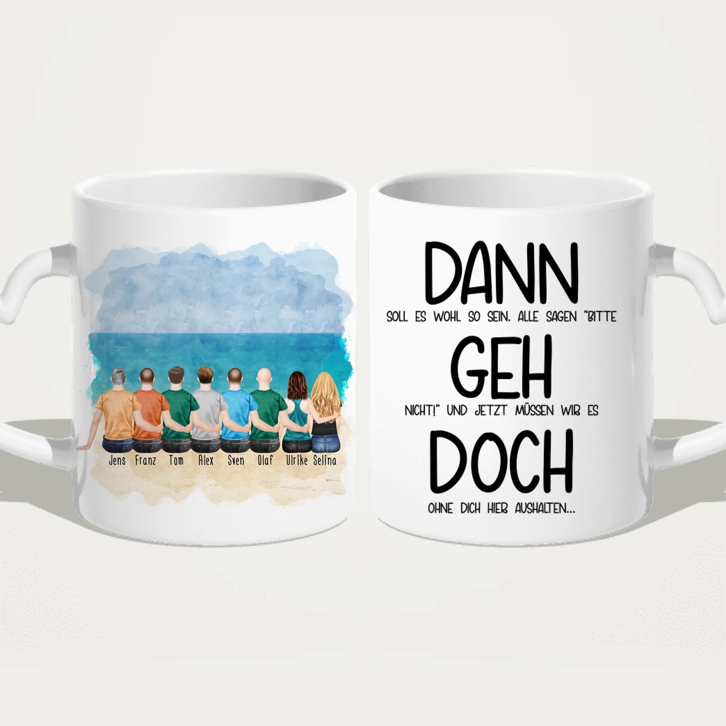 Personalisierte Tasse Kollegen (2 Frauen + 6 Männer) - Abschiedsgeschenk