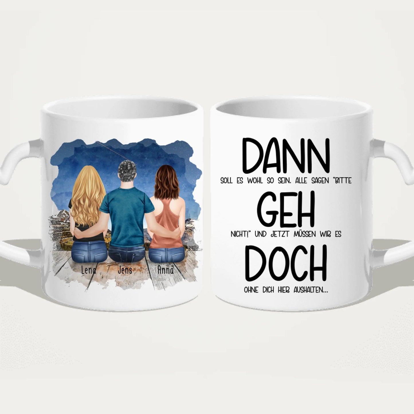 Personalisierte Tasse Kollegen (2 Frauen + 1 Mann) - Abschiedsgeschenk