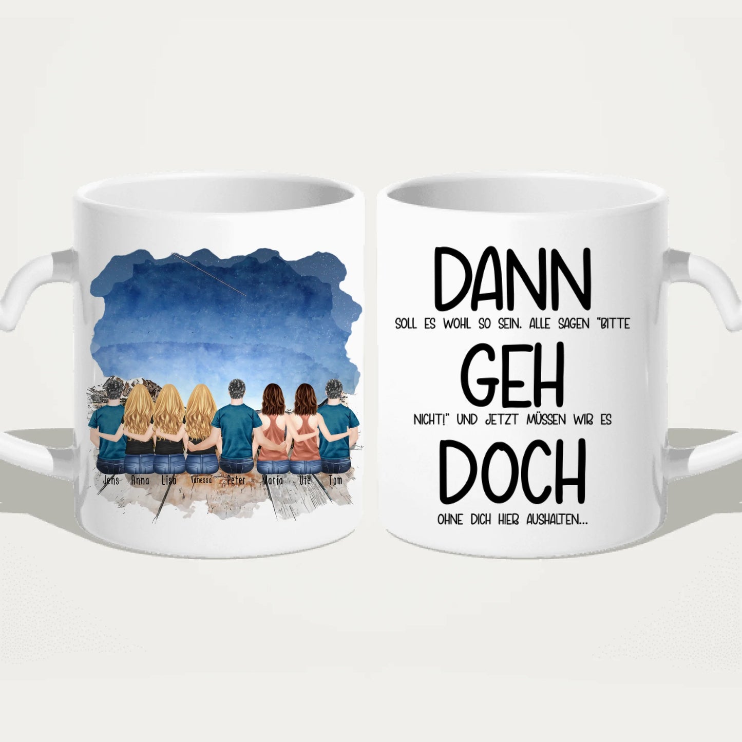 Personalisierte Tasse Kollegen (5 Frauen + 3 Männer) - Abschiedsgeschenk