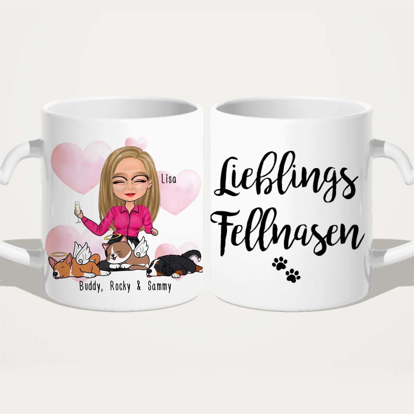 Personalisierte Tasse Hundemama/Katzenmama/Tiermama (1-8 Hunde/Katzen)