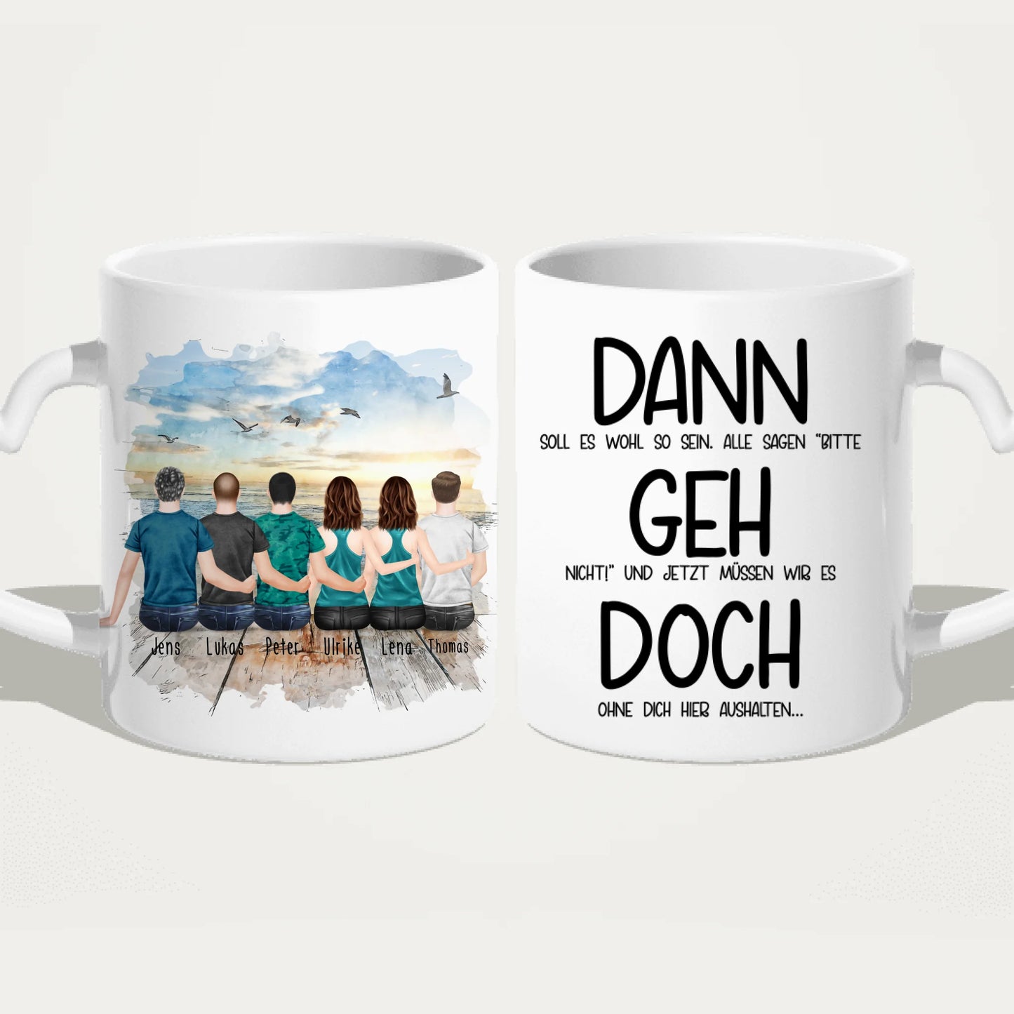 Personalisierte Tasse Kollegen (2 Frauen + 4 Männer) - Abschiedsgeschenk