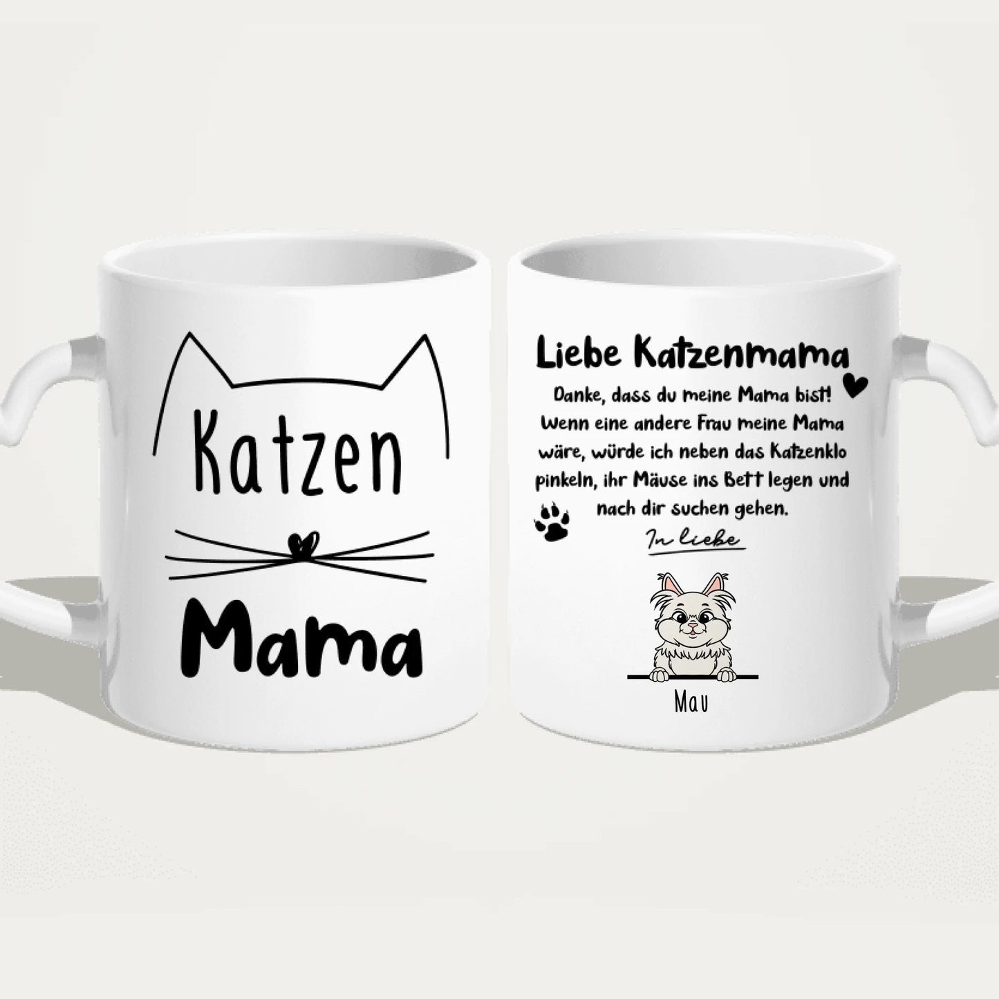 Personalisierte Tasse - Katzenmama/Katzenpapa (1-6 Katzen) (gezeichnet)