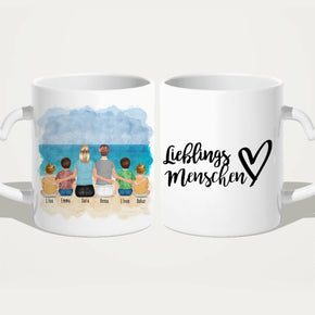 Personalisierte Tasse - 2 Frauen + 2 Kinder + 2 Babys