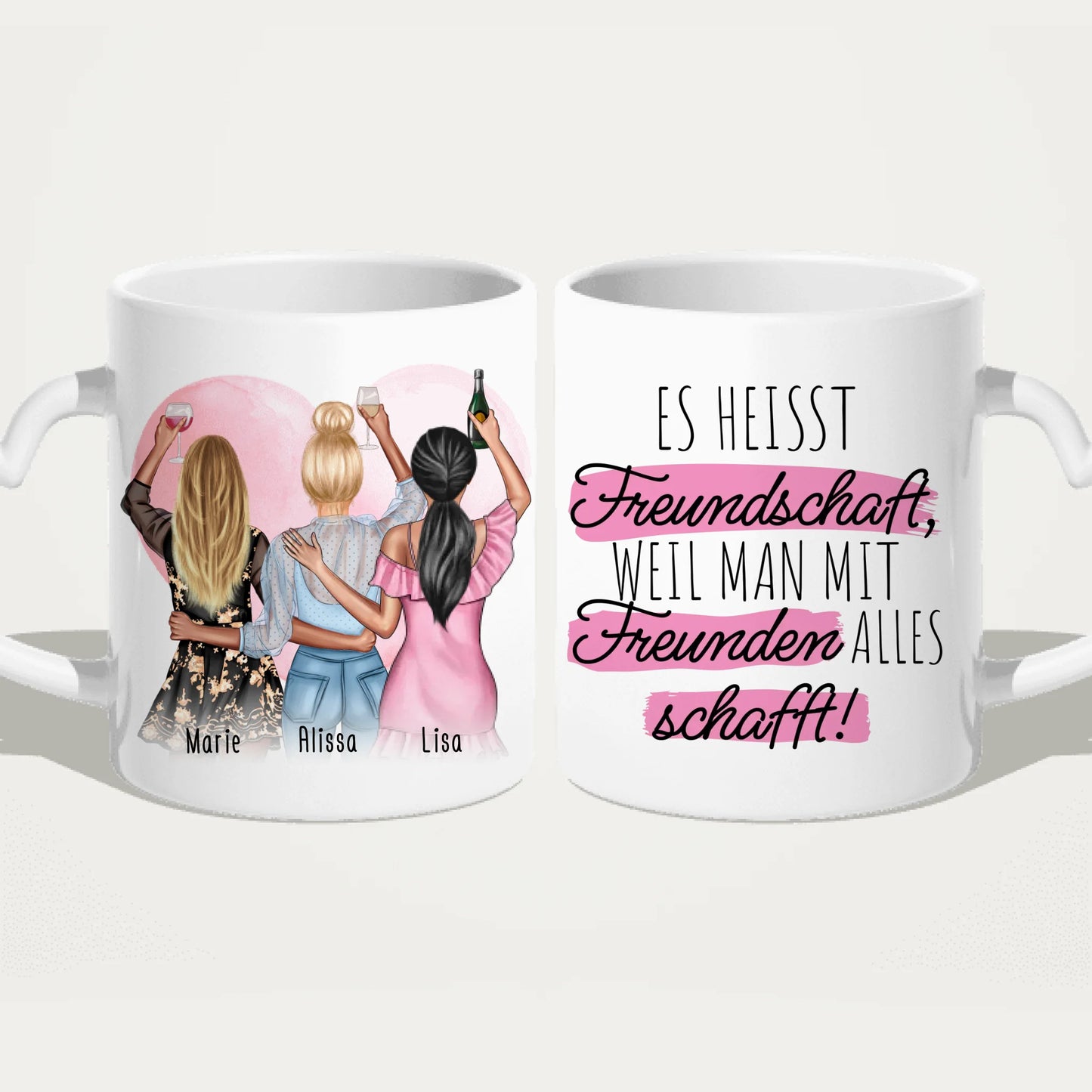 Personalisierte Tasse Beste Freundinnen (3 Freundinnen)