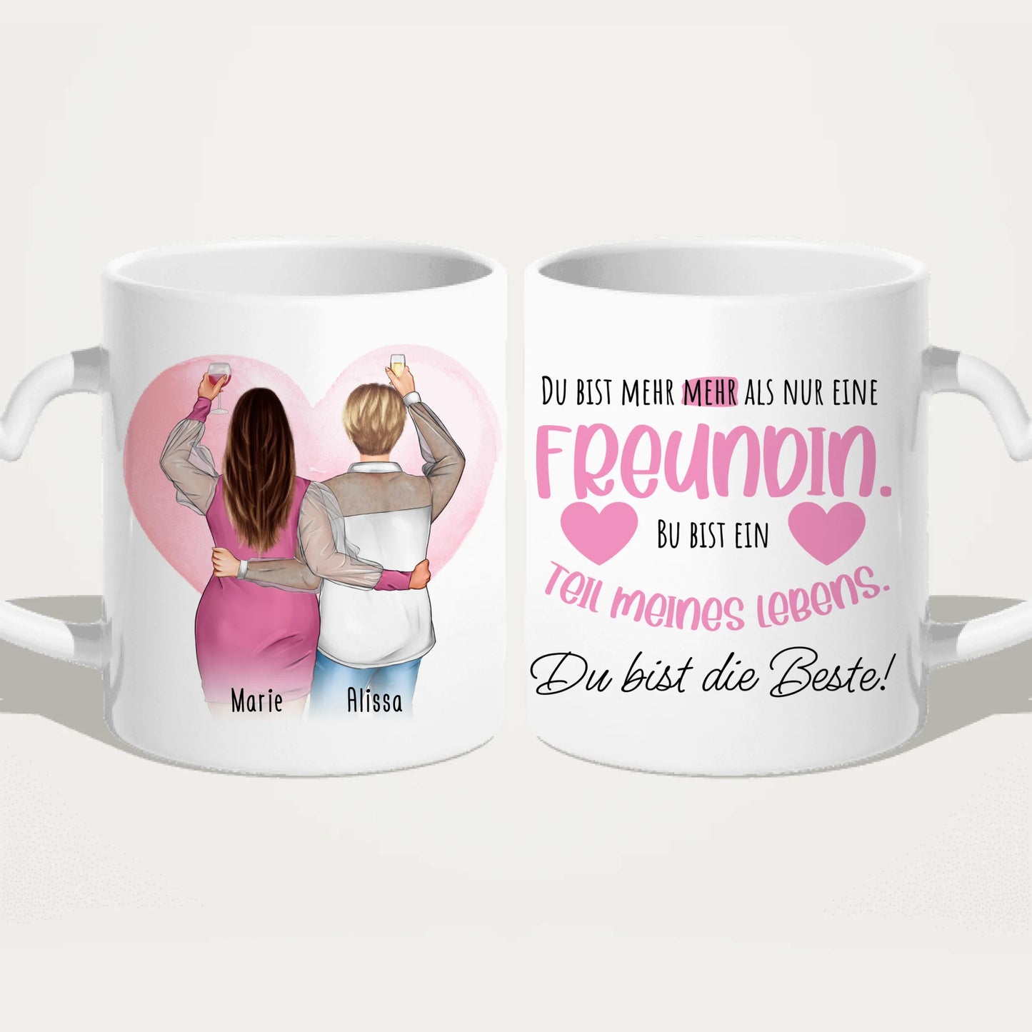 Personalisierte Tasse Beste Freundin (2 Freundinnen) (Plus Size)