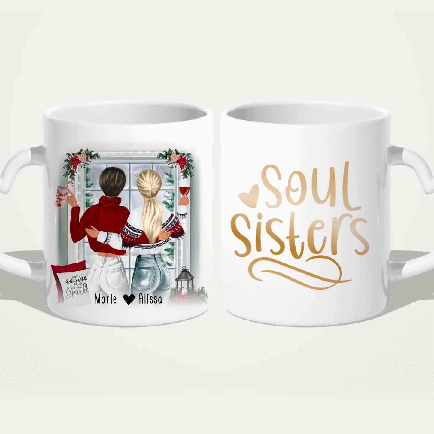 Personalisierte Tasse Beste Schwestern (2 Schwestern) - Weihnachtstasse