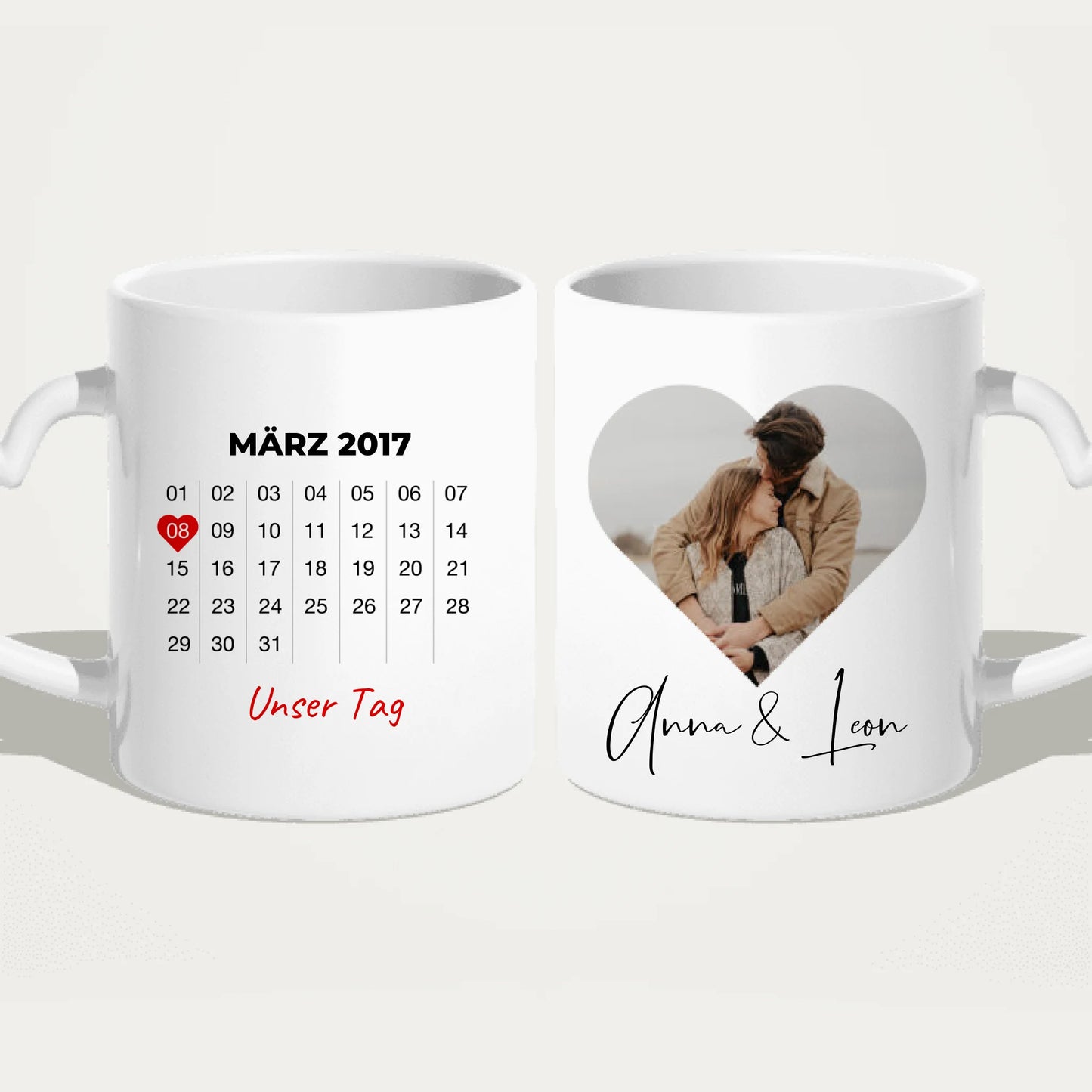 Personalisierte Tasse mit Jahrestag und Bild - Jahrestag Geschenk für Paare