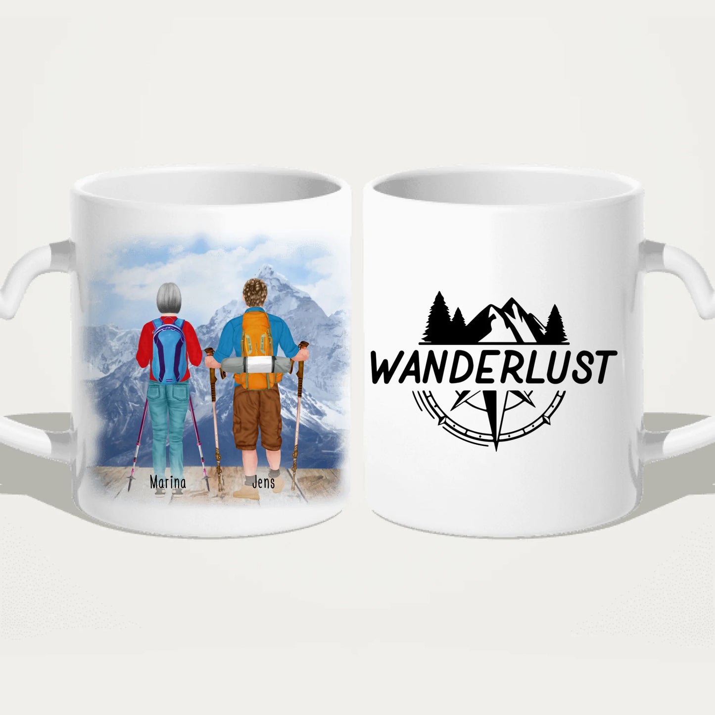 Personalisierte Tasse mit 2 Wanderern