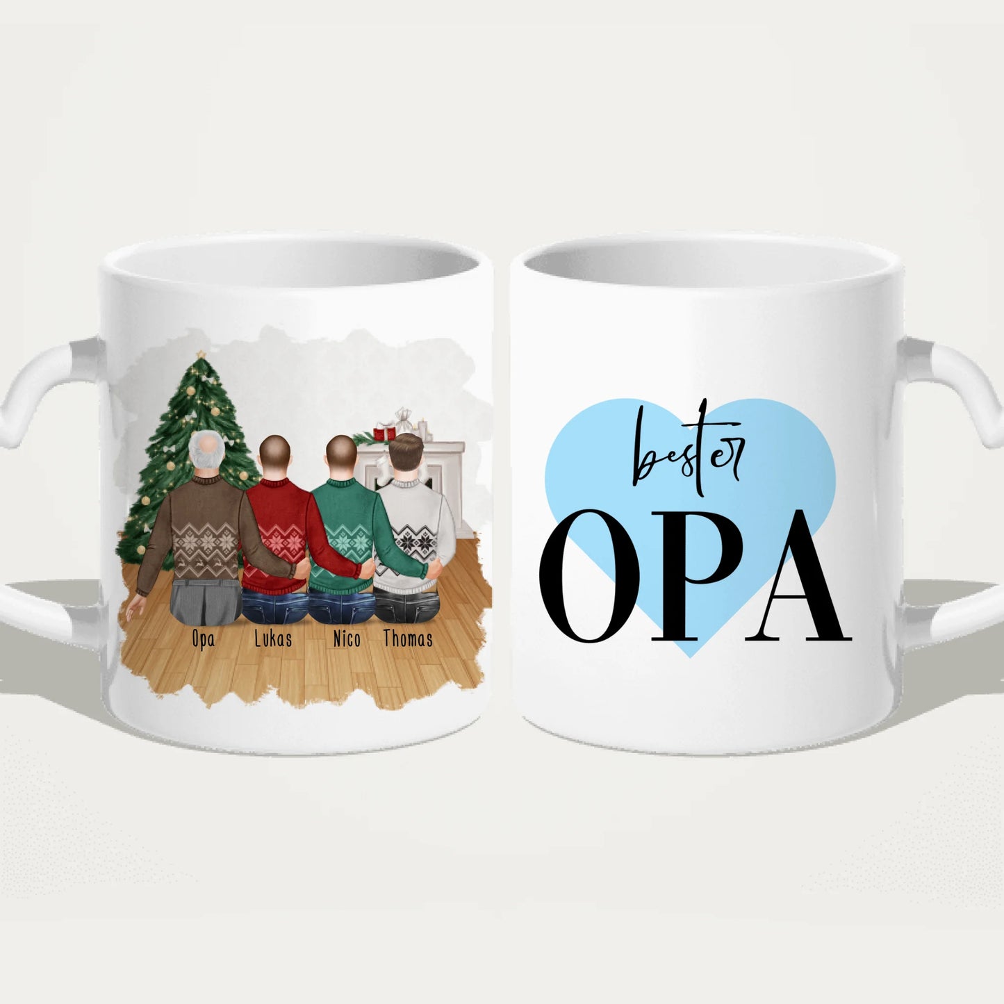 Personalisierte Tasse für Opa (3 Männer + 1 Opa) - Weihnachtstasse