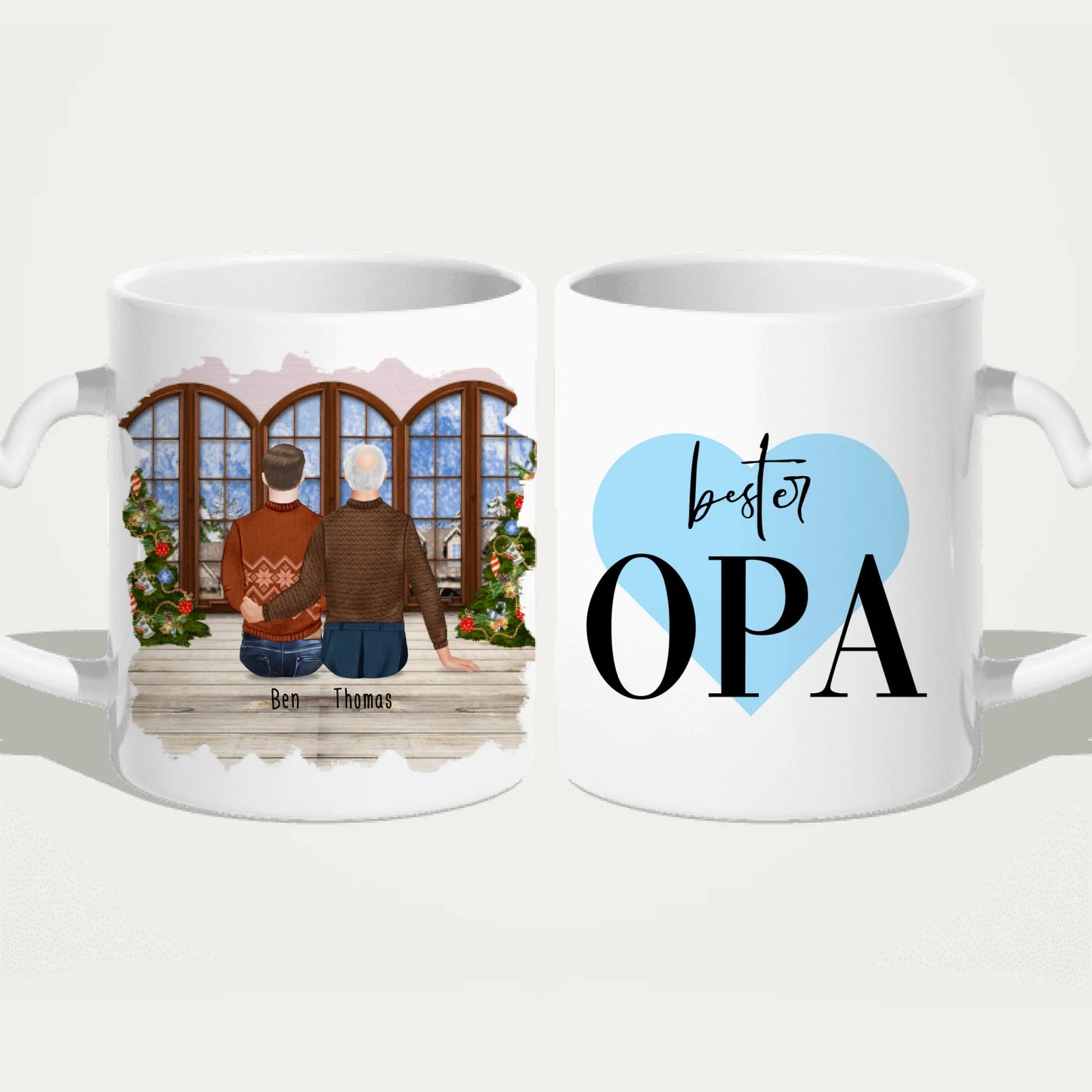 Personalisierte Tasse für Opa (1 Mann + 1 Opa) - Weihnachtstasse