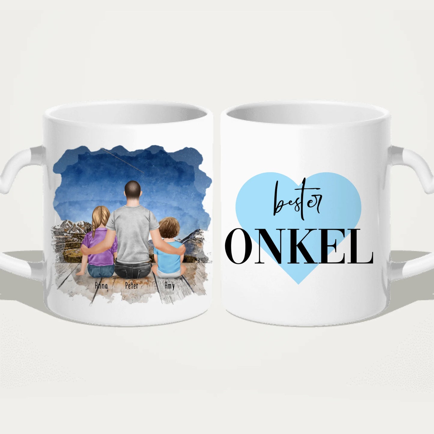 Personalisierte Tasse - 1 Kind + 1 Mann + 1 Baby - Bester Onkel