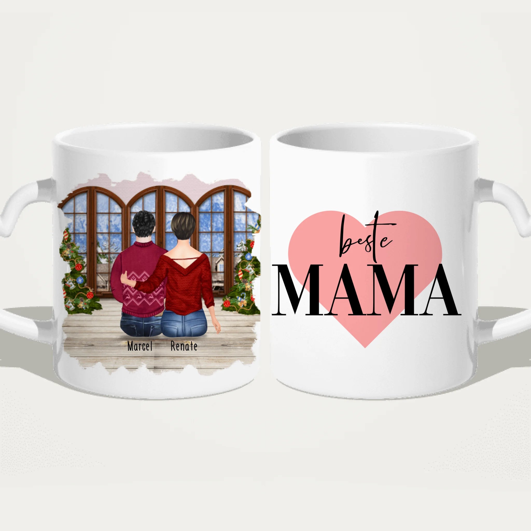 Personalisierte Tasse mit Mutter/Sohn (1 Sohn) - Weihnachtstasse