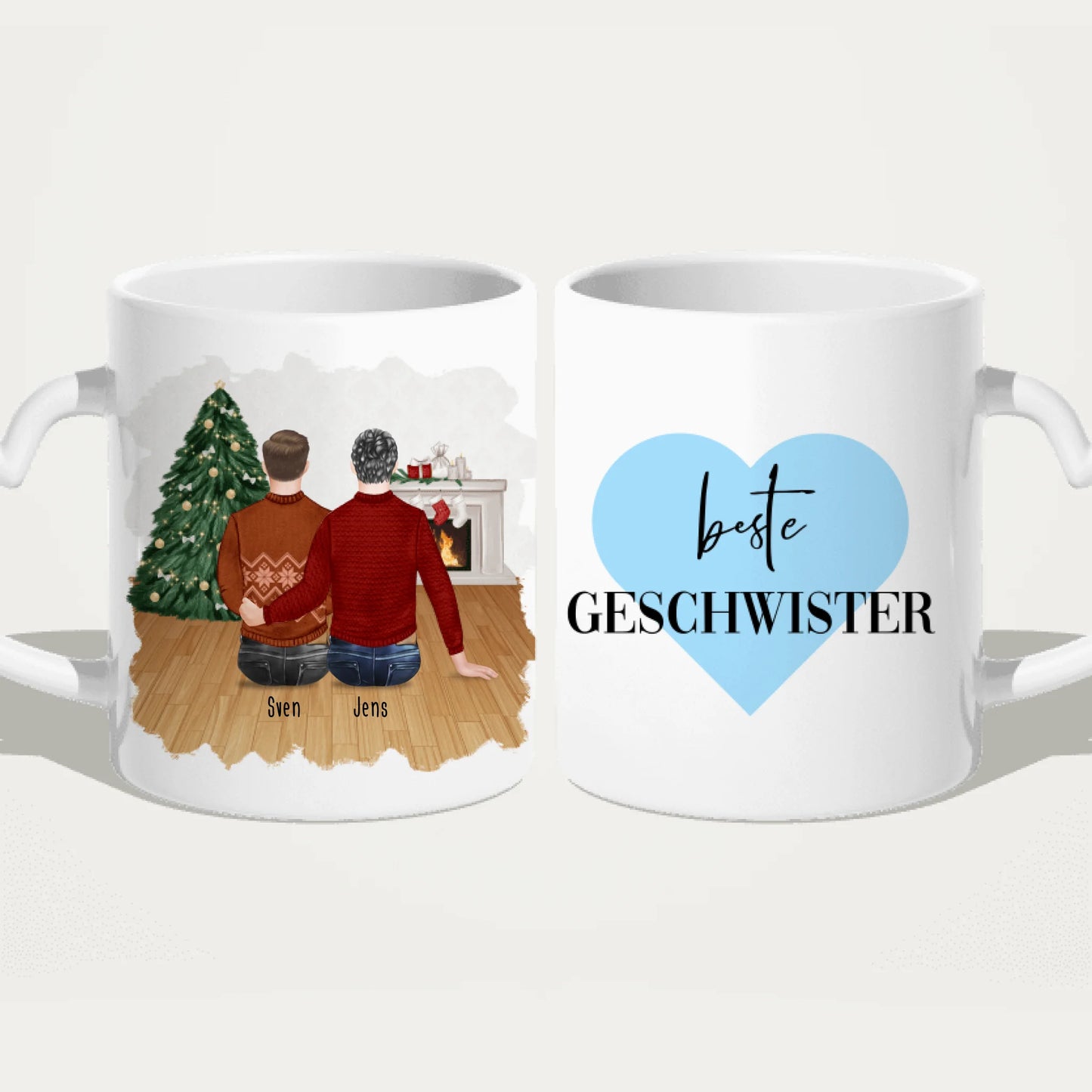 Personalisierte Tasse mit Bruder (2 Brüder) - Weihnachtstasse