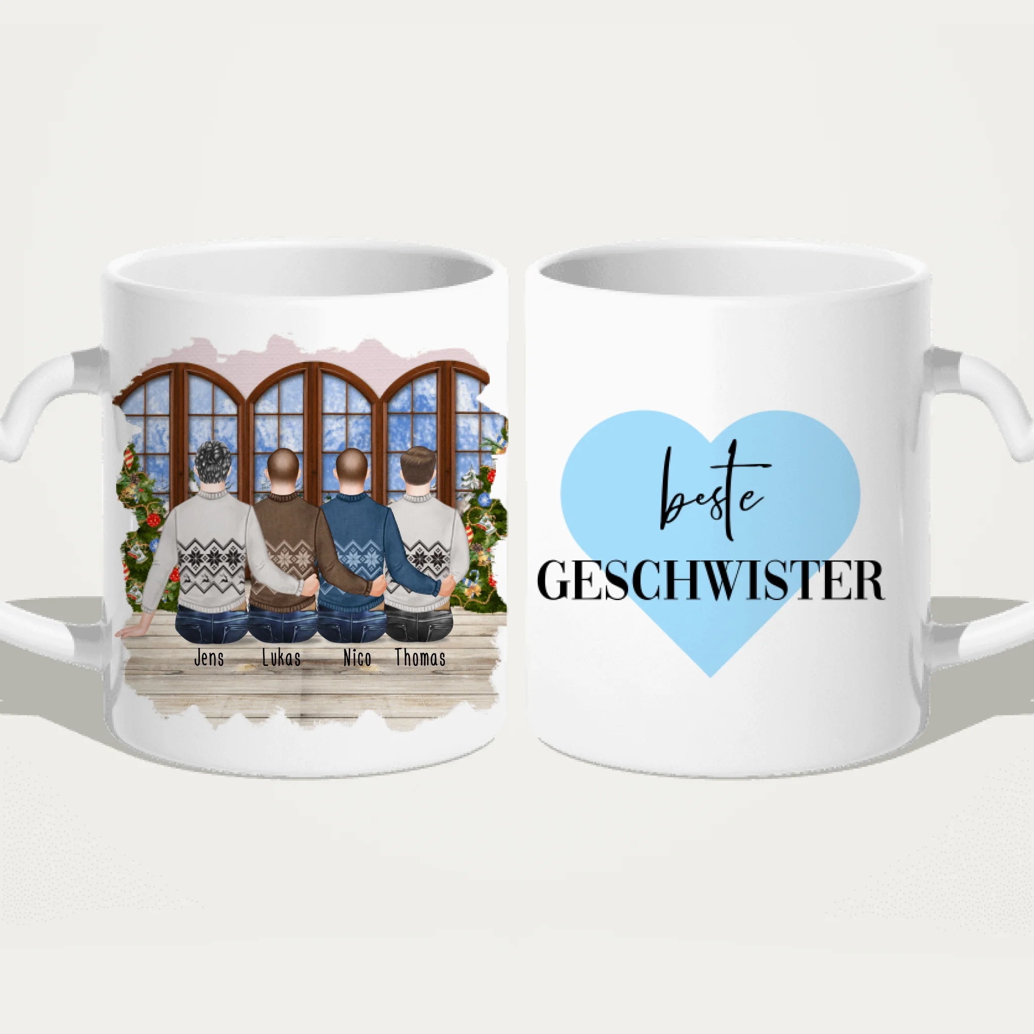 Personalisierte Tasse mit Bruder (4 Brüder) - Weihnachtstasse