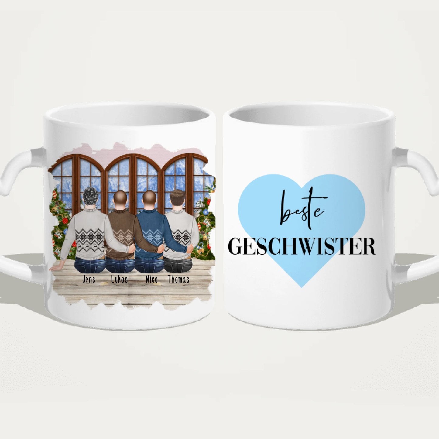 Personalisierte Tasse mit Bruder (4 Brüder) - Weihnachtstasse