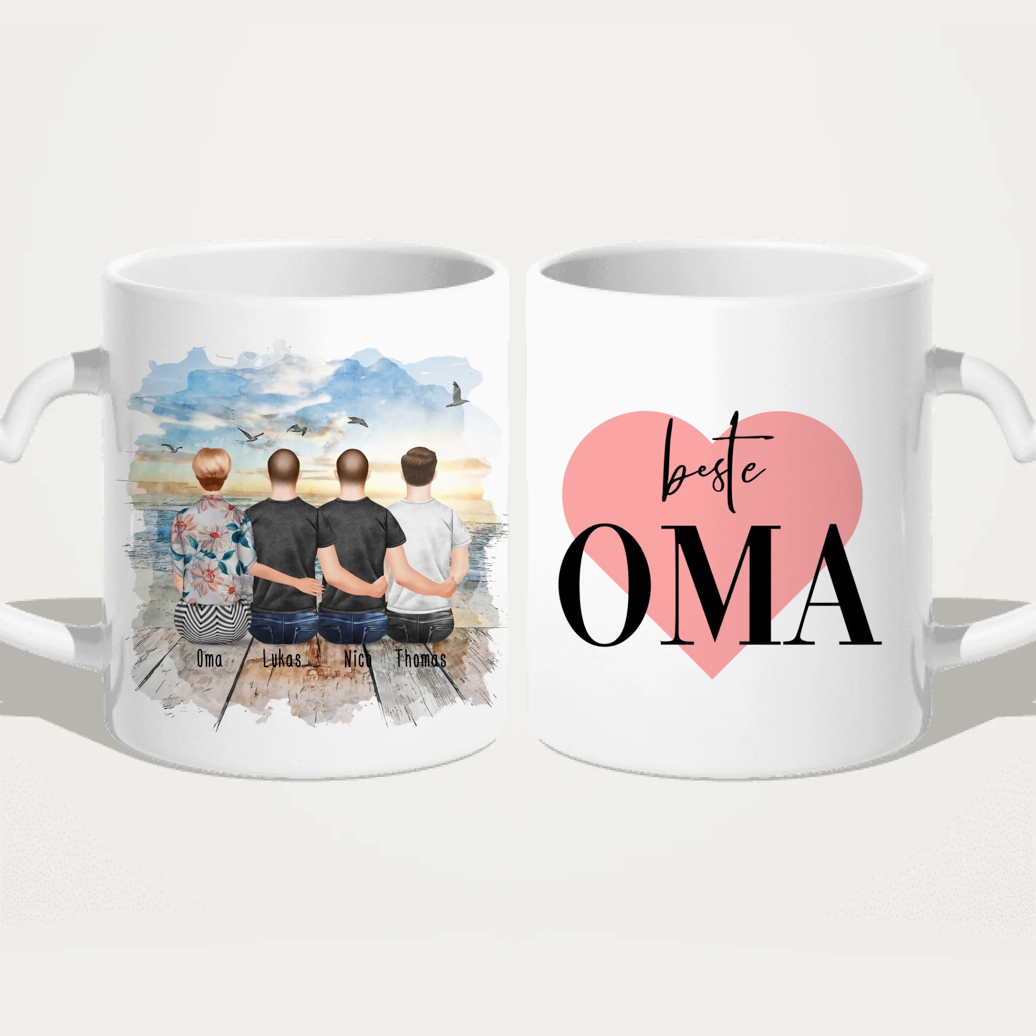 Personalisierte Tasse für Oma (3 Männer + 1 Oma)