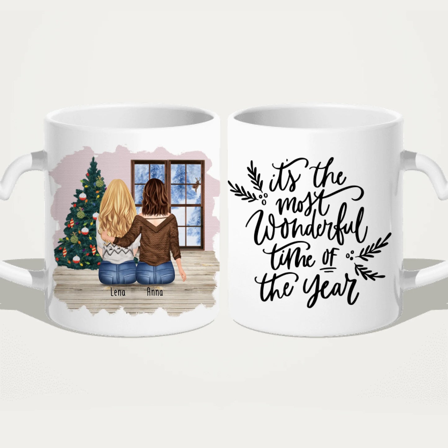 Personalisierte Tasse für Schwestern (2 Schwestern) - Weihnachtstasse