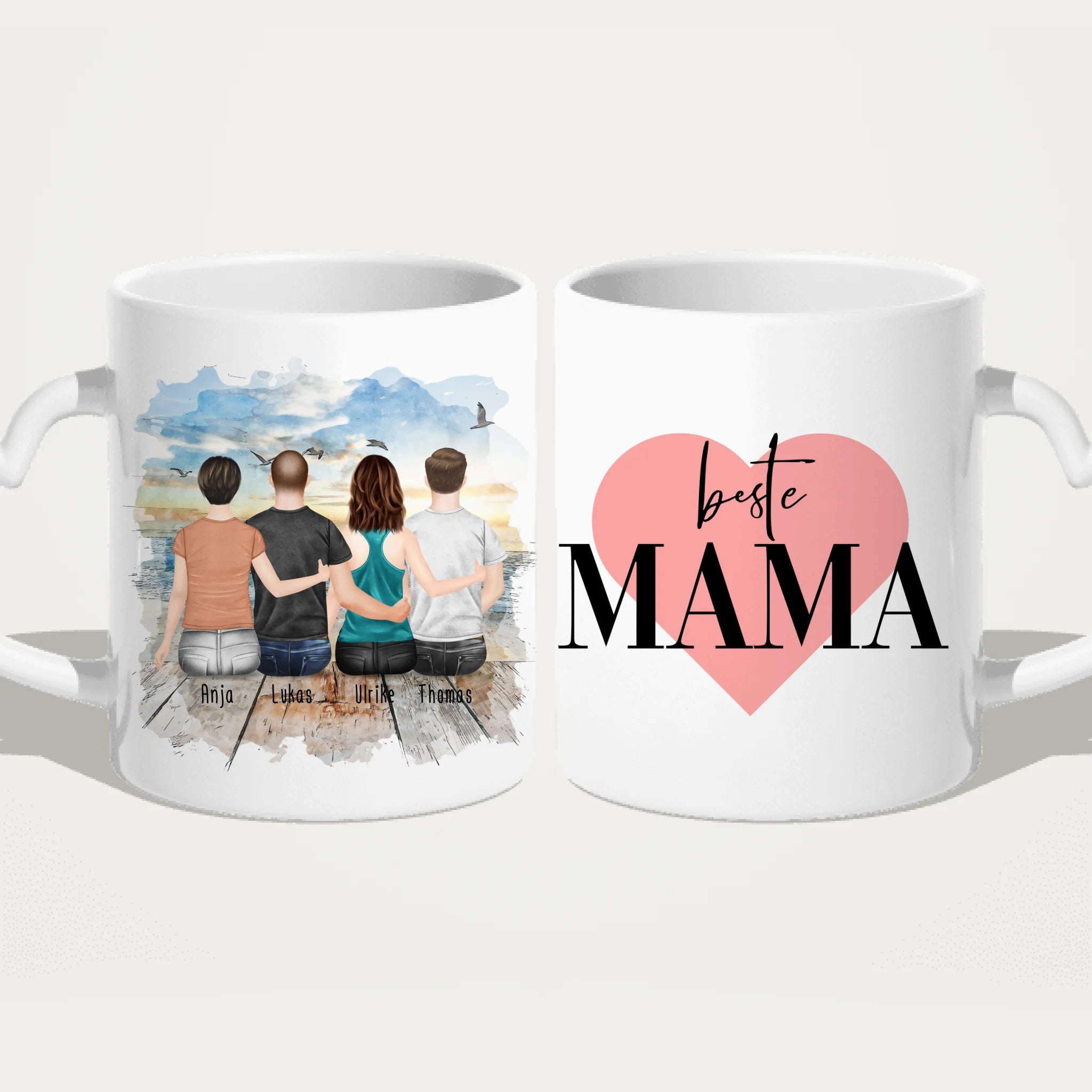 Personalisierte Tasse mit Mutter/Tochter/Sohn (1 Tochter + 2 Söhne)