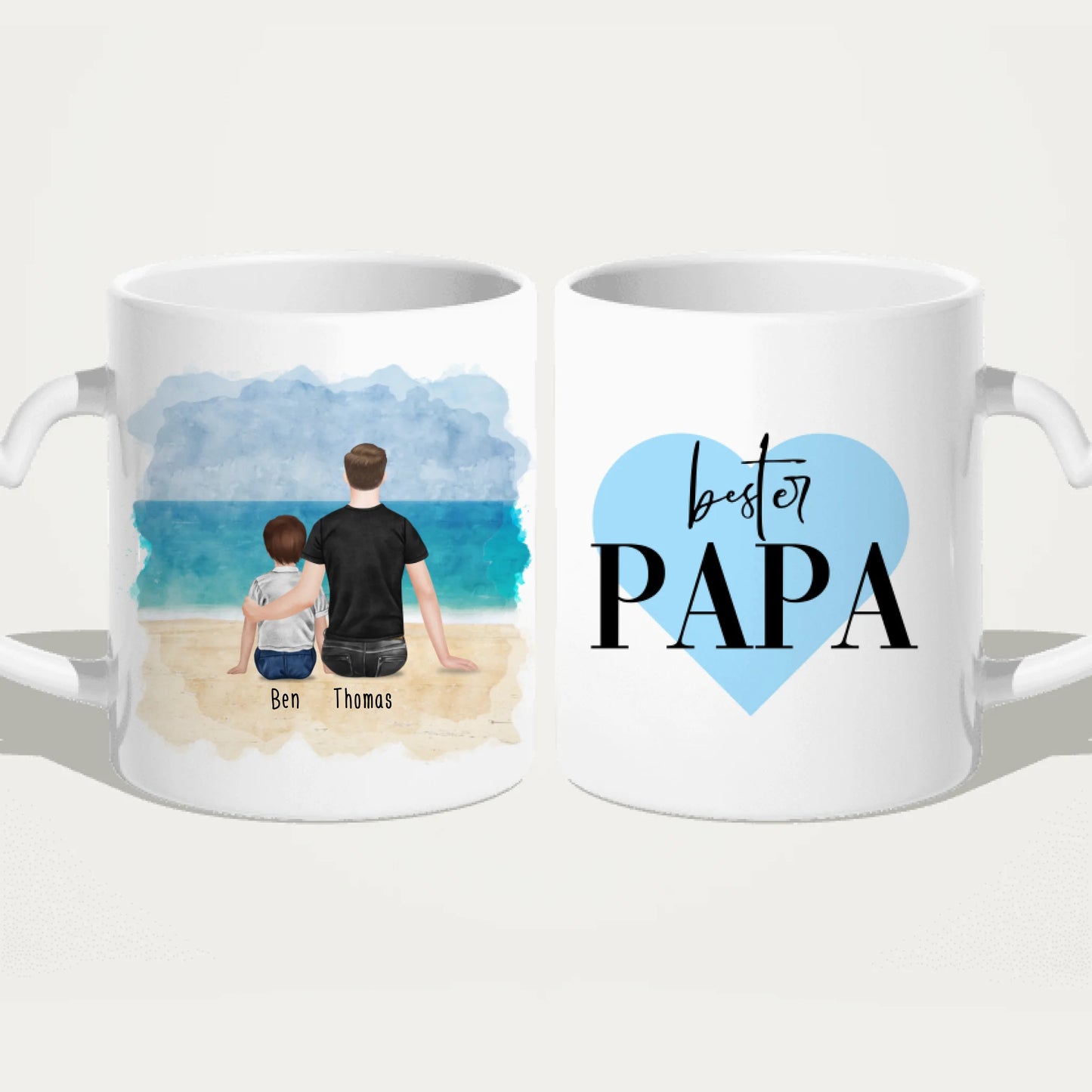 Personalisierte Tasse mit Vater/Kind (1 Kind/Baby)