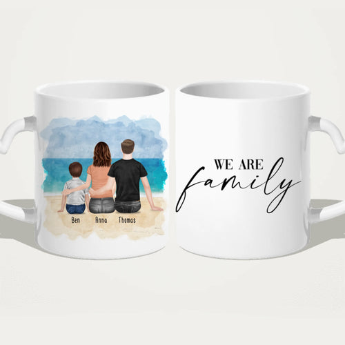 Personalisierte Tasse mit Familie (1 Kind/Baby)