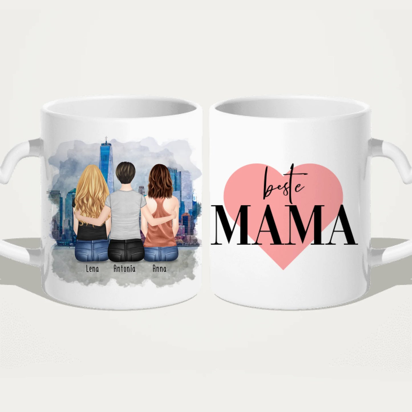 Personalisierte Tasse mit Mutter/Tochter (2 Töchter)