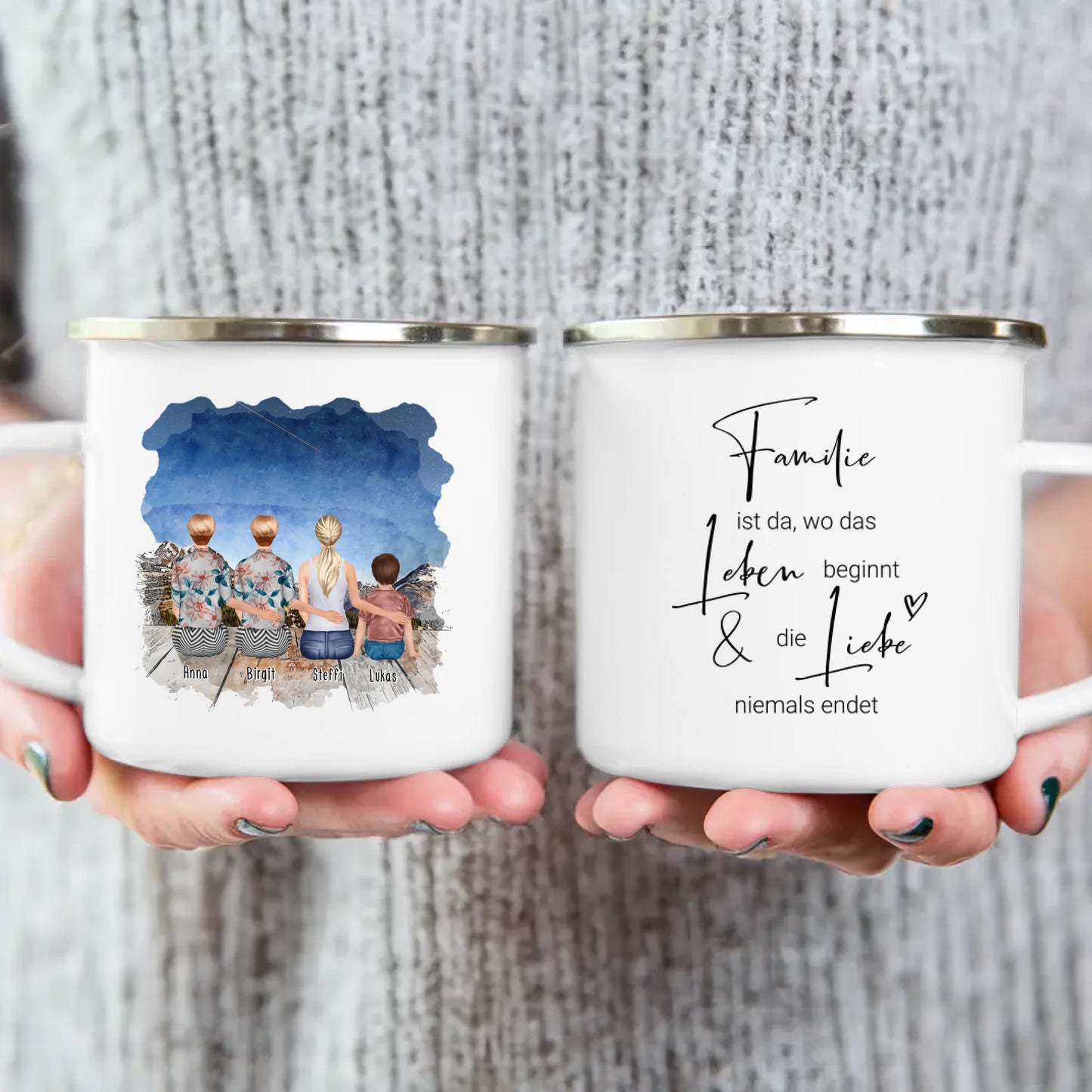 Personalisierte Tasse - 4 Generationen - Uroma, Oma, Mama, Kind