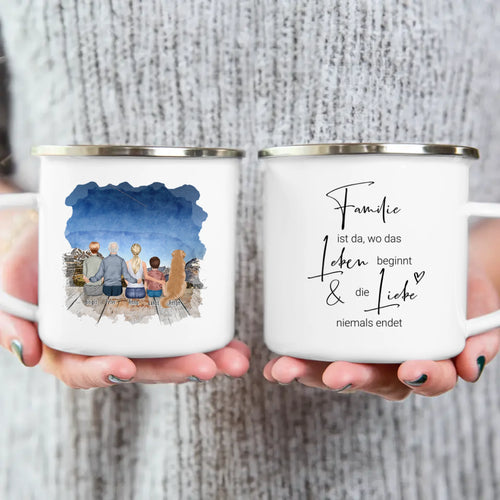 Personalisierte Tasse - Oma, Opa, Frau, Kind + 1 Hund/Katze